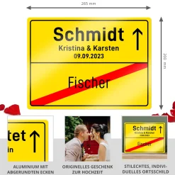 Personalisiertes Ortsschild - Hochzeit
