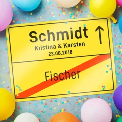 Personalisiertes Ortsschild - Hochzeit