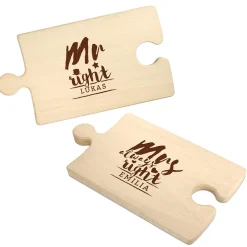 Personalisiertes Puzzle Brettchen Set - Mr & Mrs Right