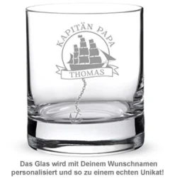Personalisiertes Rumglas für Papa - Segelschiff