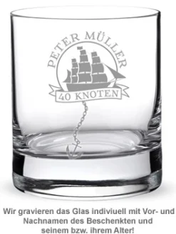 Personalisiertes Rumglas zum Geburtstag - Segelschiff