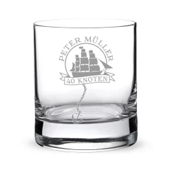 Personalisiertes Rumglas zum Geburtstag - Segelschiff