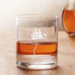 Personalisiertes Rumglas zum Geburtstag - Segelschiff