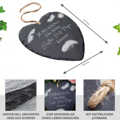 Personalisiertes Schieferherz - Du fehlst