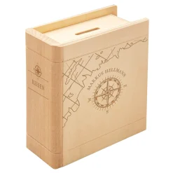 Personalisiertes Sparbuch mit Kompass Gravur