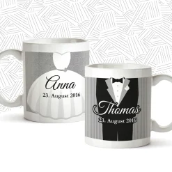 Personalisiertes Tassen Paar zur Hochzeit - Klassisch