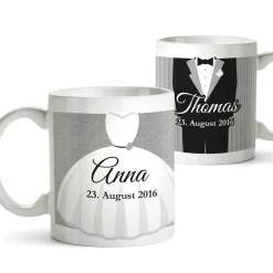 Personalisiertes Tassen Paar zur Hochzeit - Klassisch