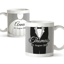 Personalisiertes Tassen Paar zur Hochzeit - Klassisch