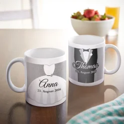 Personalisiertes Tassen Paar zur Hochzeit - Klassisch