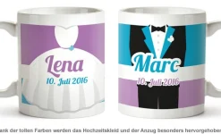 Personalisiertes Tassen Paar zur Hochzeit - Bunt