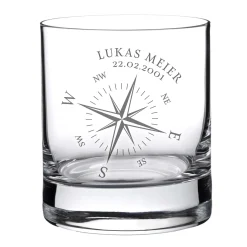 Personalisiertes Whiskyglas - Kompass