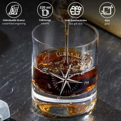 Personalisiertes Whiskyglas - Kompass