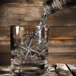 Personalisiertes Whiskyglas - Kompass
