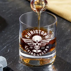 Personalisiertes Whiskyglas - Living Legend Totenkopf