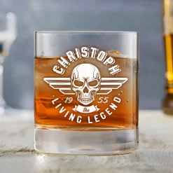 Personalisiertes Whiskyglas - Living Legend Totenkopf