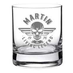 Personalisiertes Whiskyglas - Living Legend Totenkopf