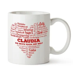 Personalisierte Tasse für Mama - Herz aus Worten