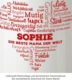Personalisierte Tasse für Mama - Herz aus Worten