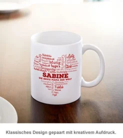 Personalisierte Tasse für Mama - Herz aus Worten