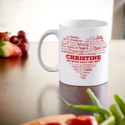 Personalisierte Tasse für Mama - Herz aus Worten