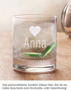 Personalisierte Tumbler Gläser Herz - 2er Set