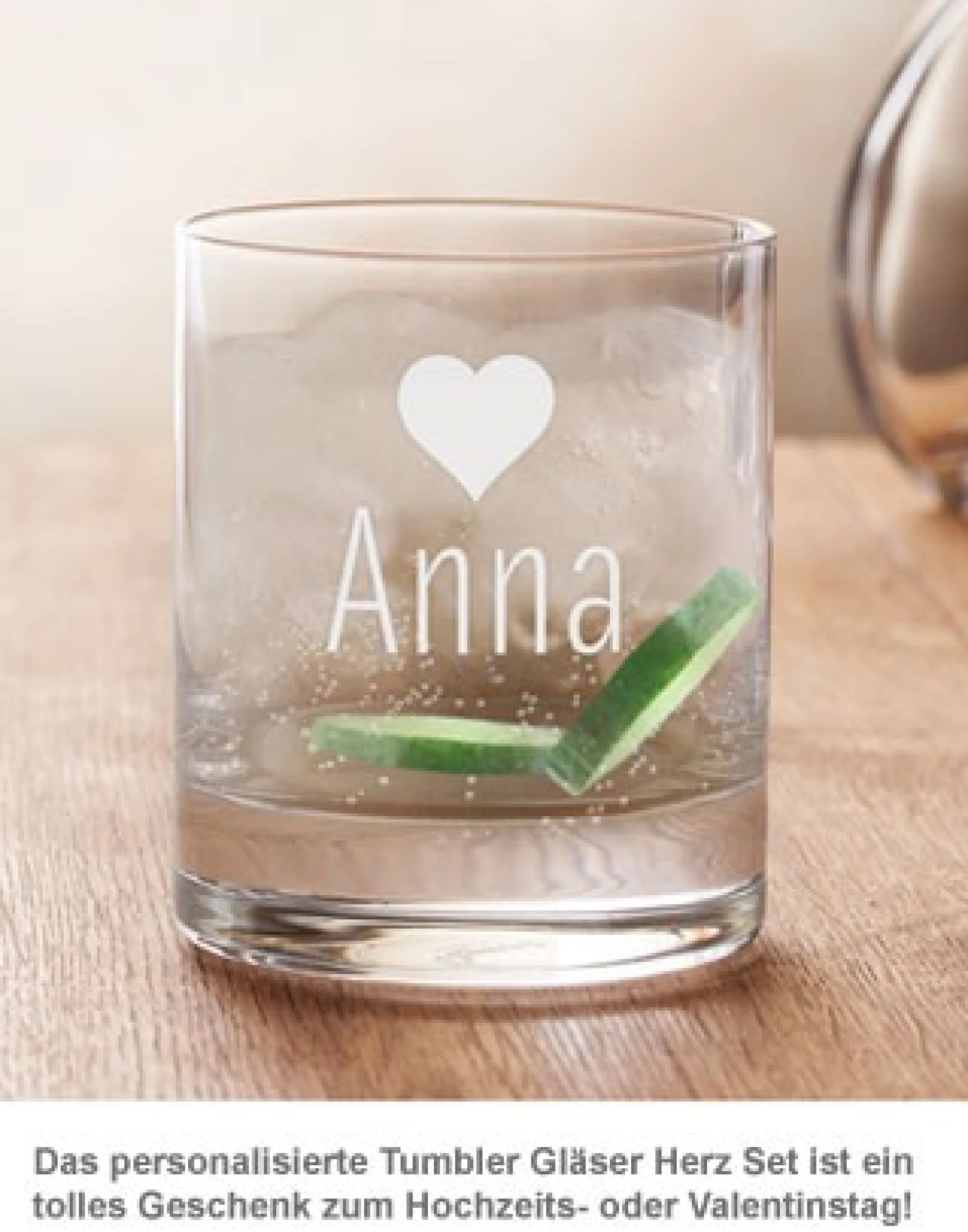 Personalisierte Tumbler Gläser Herz - 2er Set