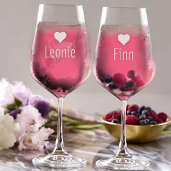 Personalisierte Weingläser Herz - 2er Set