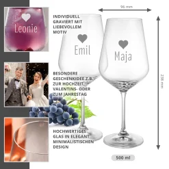 Personalisierte Weingläser Herz - 2er Set