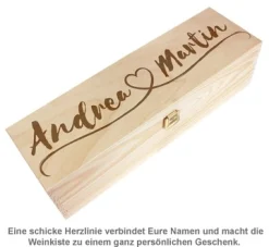 Personalisierte Weinkiste - Herzlinie