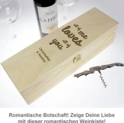Personalisierte Weinkiste - Liebesbotschaft