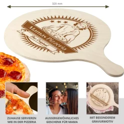 Pizzabrett mit Gravur - Mamas Pizzeria