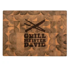 Premium Stirnholz Schneideblock Akazie mit Grillmeister Gravur