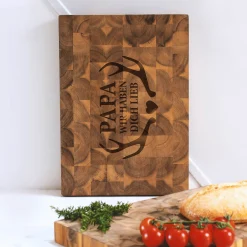 Premium Stirnholz Schneideblock Akazie für Papa - Geweih Gravur