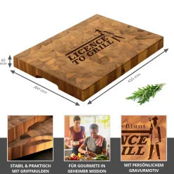 Premium Stirnholz Schneideblock Akazie mit Licence to Grill Gravur