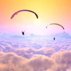 Romantischer Fallschirmsprung durch Wolke 7