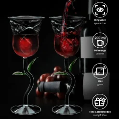 Rosen Weingläser Set