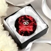 Roter Diamant Kristall mit Gravur zur Hochzeit - Ringe