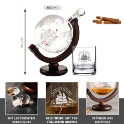 Rum Set mit Globus Karaffe und Glas - Segelschiff