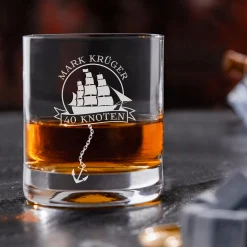 Rum Set mit Globus Karaffe und Glas - Segelschiff