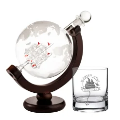 Rum Set mit Globus Karaffe und Glas - Segelschiff