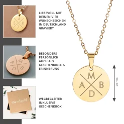 Runder Kettenanhänger Gold - Initialen Halskette