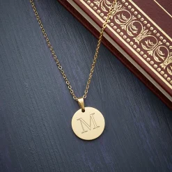 Runder Kettenanhänger Gold - Initialengravur