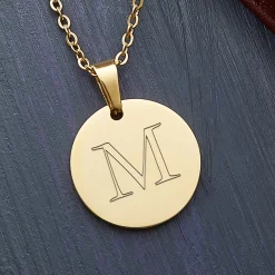 Runder Kettenanhänger Gold - Initialengravur