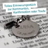 Runder Kettenanhänger mit Kreuz Silber - Name und Datum