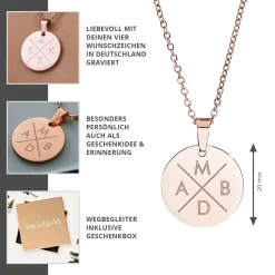 Runder Kettenanhänger Rosegold - Initialen Halskette