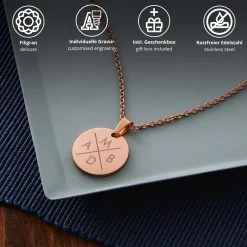 Runder Kettenanhänger Rosegold - Initialen Halskette