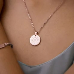 Runder Kettenanhänger Rosegold - Initialen Halskette