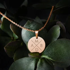Runder Kettenanhänger Rosegold - Initialen Halskette
