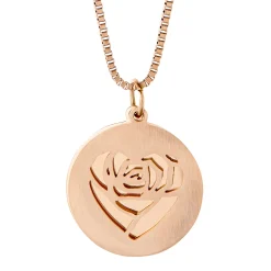 Runder Kettenanhänger Rosegold - Rosenherz und Namen
