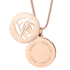Runder Kettenanhänger Rosegold - Rosenherz und Namen